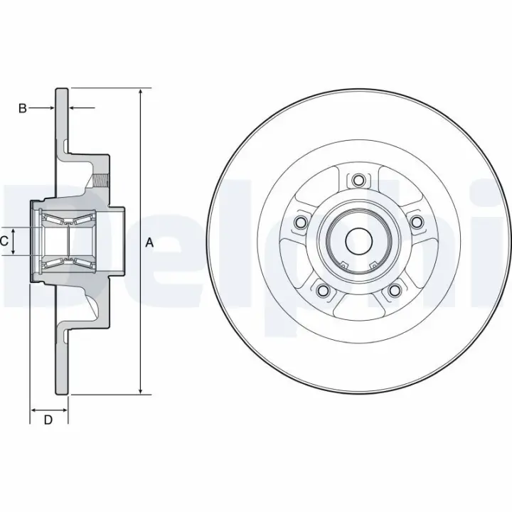 Диск гальмівний (задній) Renault Scenic/Megane 2.0dCi 05- (270x10) (з підшипником) (+ABS) DELPHI Delphi BG9115RS (фото 1)