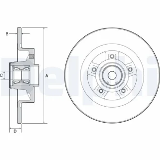 Диск гальмівний (задній) Renault Scenic/Megane 2.0dCi 05- (270x10) (з підшипником) (+ABS) DELPHI Delphi BG9115RS