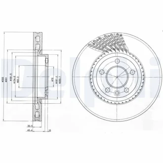 Диск гальмівний (передній) VW T5 03-09 (333x32.5) (R17) DELPHI Delphi BG9892