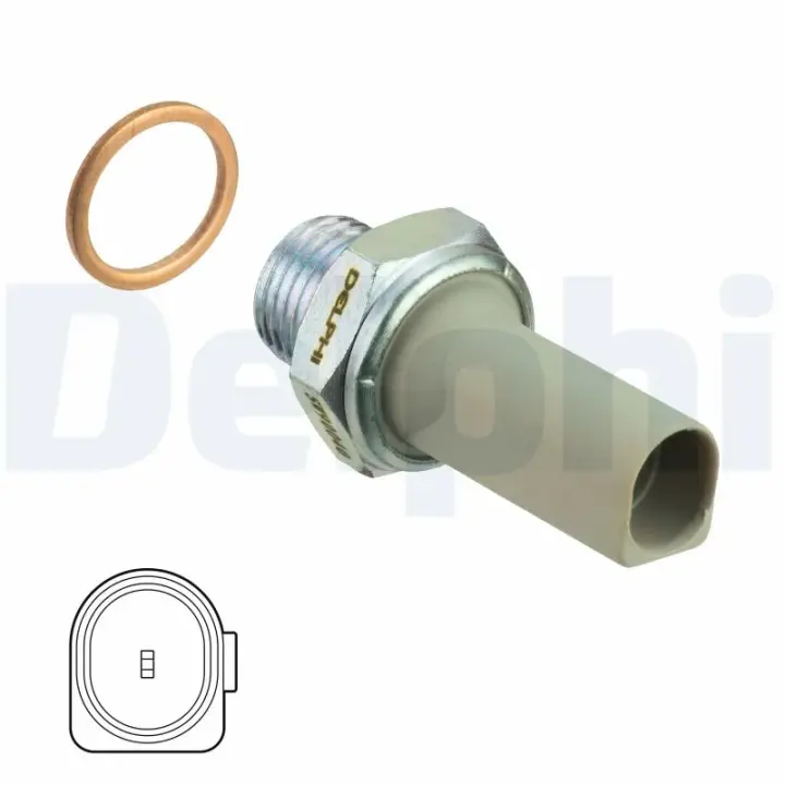 Датчик тиску оливи Skoda Fabia 1.0/1.4 99-03 (0.9 bar) (сірий) DELPHI Delphi SW90040 (фото 1)