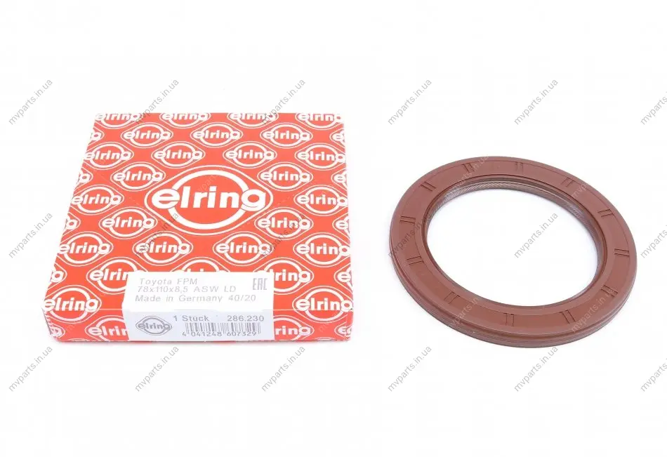 Сальник колінвалу (задній) Toyota Prius/Corolla/Rav4 1.6-2.0 07- (78x110x8.5) 286.230 ELRING 286-230 (фото 1)