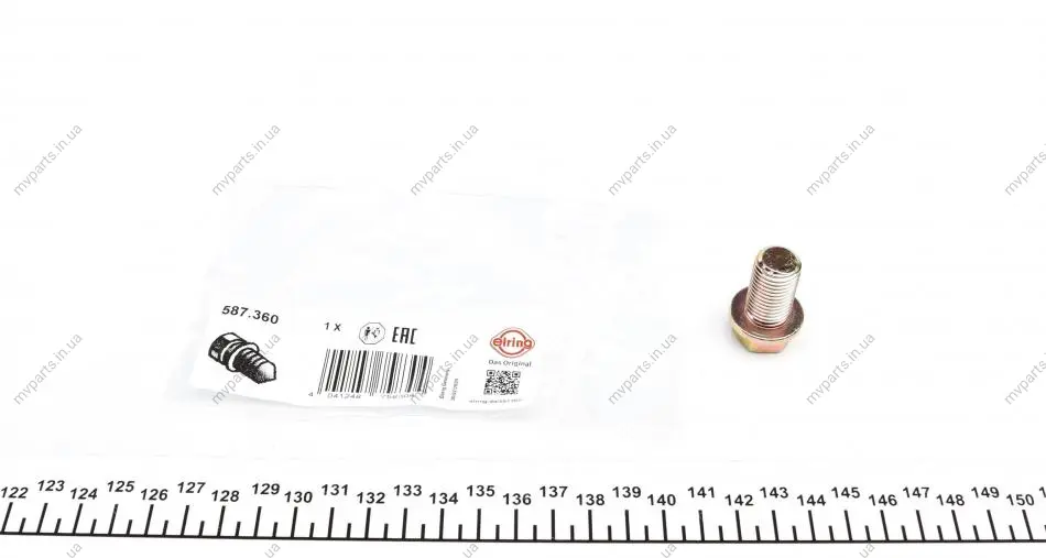 Болт зливу оливи Hyundai Accent/Tucson/Santa Fe/Kia Rio/Cerato 1.1D-2.2D 01- (M14x1.5x23) 587.360 ELRING 587-360 (фото 1)