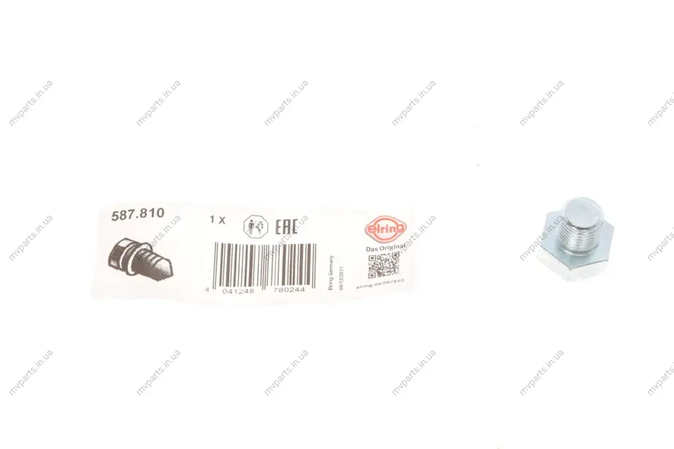 Болт зливу оливи Opel Combo 1.7 CDTI01- (M14x1.5) 587.810 ELRING 587-810 (фото 1)
