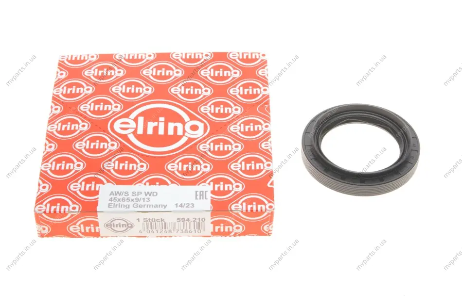 Сальник вала первинного КПП VW Amarok 2.0 TDI 10-/Touareg3.0-6.0 02- (45x65x9) 594.210 ELRING 594-210 (фото 1)