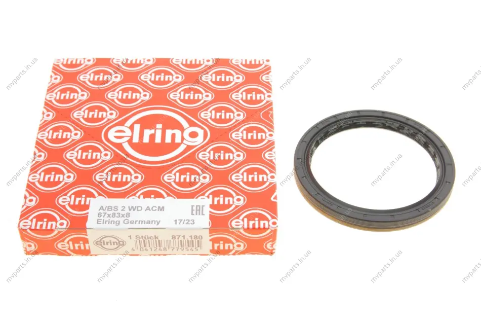 Сальник півосі Audi A3/Q2/Q3/VW Golf/Passat/Caddy 1.4/2.0 TSI 04- (67x83x8) 871.180 ELRING 871-180 (фото 1)