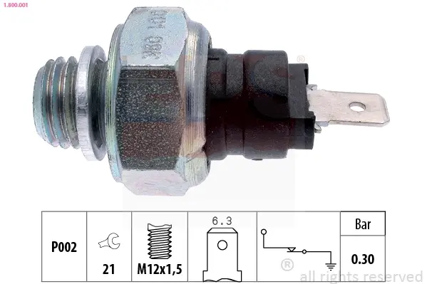 Датчик тиску оливи Seat Ibiza 0.9-1.2 84-93/Fiat Panda 0.7-1.0 80-04 (M12x1.5) 1.800.001 EPS 1-800-001 (фото 1)