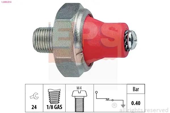 Датчик тиску оливи Hyundai Accent/Mazda 323/Toyota Corolla/Mitsubishi Outlander 93- (0.4 bar) 1.800.014 EPS 1-800-014 (фото 1)