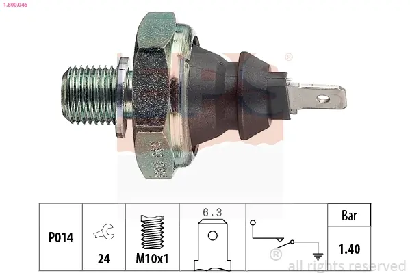 Датчик тиску оливи VW LT 2.4D 78-96 (1.4 bar) (чорний) 1.800.046 EPS 1-800-046 (фото 1)