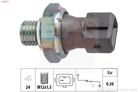 Датчик тиску оливи BMW 3 (E36/E46/E90/F30/F80)/5 (E39/E60/F10)/7(E38-F04) 95-17 (M12x1.5) 1.800.071 EPS 1-800-071