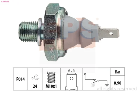 Датчик тиску оливи VW T4 1.9D/2.5TDi -03 (0.9 bar) (білий) 1.800.095 EPS 1-800-095