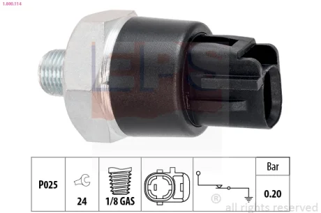 Датчик тиску оливи Toyota Rav4/Honda Accord 1.0-4.4 88- (M1/8) 0.20 bar 1.800.114 EPS 1-800-114