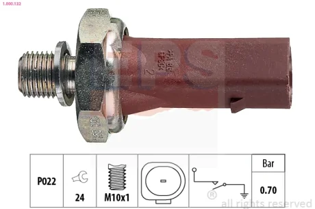 Датчик тиску оливи VW Caddy 1.9TDI/SDI 95- 1.800.132 EPS 1-800-132