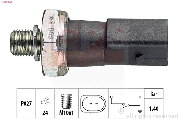 Датчик тиску оливи VW Golf V/Seat Leon 2.0TFSi/GTi 04-11 (1.4 bar) 1.800.168 EPS 1-800-168 (фото 1)