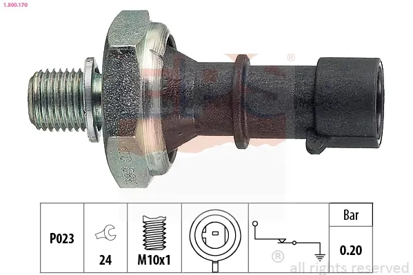 Датчик тиску оливи Opel Astra H/J/Vectra C/Corsa D 1.7-3.0 6V CDTi 05- (M10x1) (0.2 bar) 1.800.170 EPS 1-800-170 (фото 1)