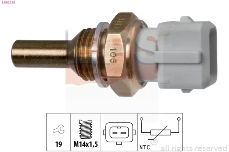 Датчик температури охолоджуючої рідини MB Vario OM904 96- (2конт.) (M14x1.5) (білий) 1.830.126 EPS 1-830-126
