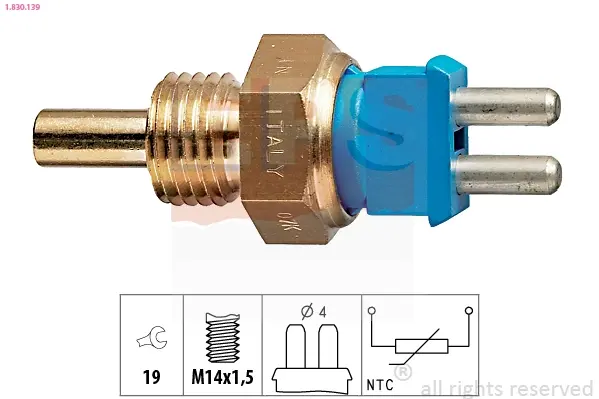 Датчик температури охолоджуючої рідини MB OM602 93-03 (2 конт.) (синій) 1.830.139 EPS 1-830-139 (фото 1)