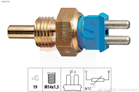 Датчик температури охолоджуючої рідини MB OM602 93-03 (2 конт.) (синій) 1.830.139 EPS 1-830-139