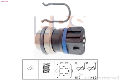 Датчик температури охолоджуючої рідини VW Caddy II/T4 1.4-2.5 90-04 (4 конт.) (синій) 1.830.146 EPS 1-830-146