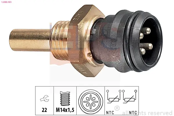 Датчик температури охолоджуючої рідини MB 190 (W201)/E (W124)/G (W460/W461)/S (W126/W140) 82-01 1.830.151 EPS 1-830-151 (фото 1)