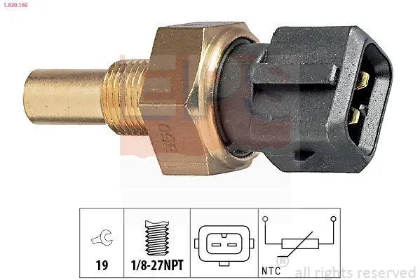 Датчик температури охолоджуючої рідини Ford Transit Connect 1.8 16V/2.0 94-13 (чорний) (2 конт.) 1.830.165 EPS 1-830-165 (фото 1)
