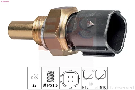 Датчик температури охолоджуючої рідини MB Sprinter/VW LT 2.3 -06 (4 конт.) (M14x1.5) 1.830.316 EPS 1-830-316