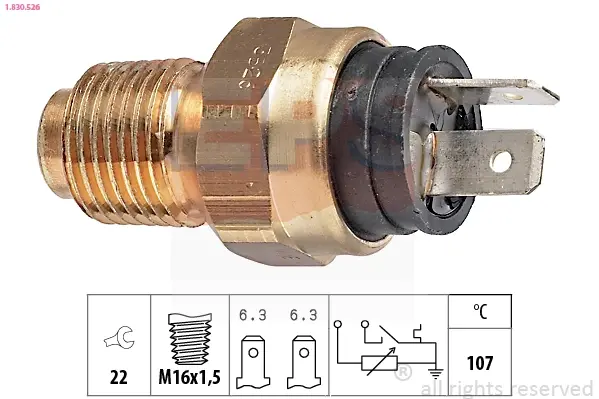 Датчик температури охолоджуючої рідини Citroen Jumper/Peugeot Boxer 2.8HDi 02- (2 конт) (107°C) 1.830.526 EPS 1-830-526 (фото 1)