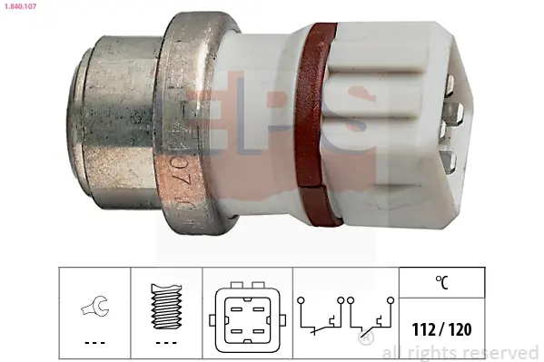 Датчик температури охолоджуючої рідини VW T4/Caddy II 1.8-2.0 90- (4 конт.) 112-120°С 1.840.107 EPS 1-840-107 (фото 1)