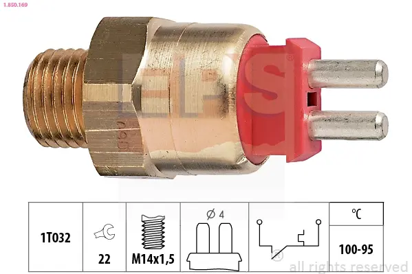 Датчик увімкнення вентилятора MB 190 (W201)/(W124) 81-93 (2 конт.) (100-95°C) 1.850.169 EPS 1-850-169 (фото 1)