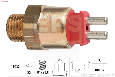 Датчик увімкнення вентилятора MB 190 (W201)/(W124) 81-93 (2 конт.) (100-95°C) 1.850.169 EPS 1-850-169