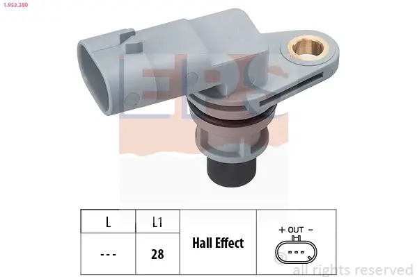 Датчик положення розподільного валу Citroen Nemo 10-/Fiat Doblo/Opel Combo 1.3D 04- 1.953.380 EPS 1-953-380 (фото 1)
