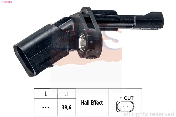Датчик ABS (задній) Audi A3/Q3/TT/Skoda Octavia/SuperB/VW Golf/Jetta/Passat/Touran 1.2-3.6 03- (L) 1.960.009 EPS 1-960-009 (фото 1)