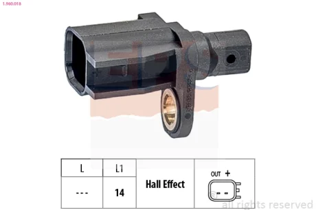Датчик ABS (задній) Ford Transit Connect 1.8TDCi 02-/Galaxy/Mondeo 06- 1.960.018 EPS 1-960-018
