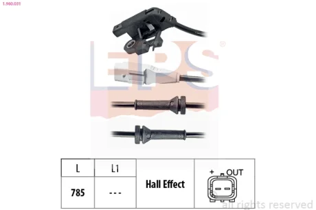 Датчик ABS (задній) Citroen C4/Peugeot 307 1.4-2.0/1.4HDI-2.0HDI 00-13 1.960.031 EPS 1-960-031