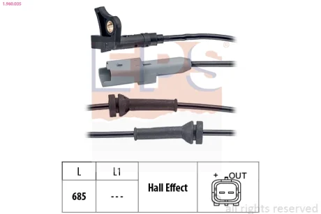 Датчик ABS (передній) Citroen C4 I/Peugeot 307 03-09 1.960.035 EPS 1-960-035