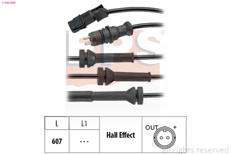 Датчик ABS (передній) Renault Laguna II/Megane II/Scenic II 1.4-3.5/1.5D-3.0D 01- 1.960.069 EPS 1-960-069