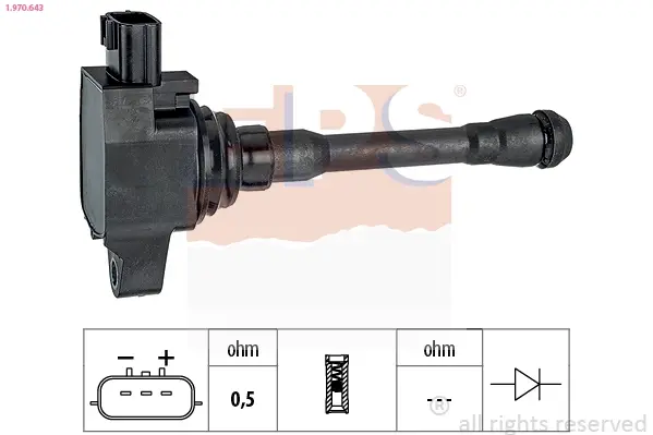 Котушка запалювання Dacia Logan/Sandero 1.0 SCe 16- 1.970.643 EPS 1-970-643 (фото 1)