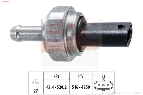 Датчик тиску вихлопних газів BMW 3 (E90/F30/F80)/5 (F10)/7 (F01-F04) 07-18 N47/N57 1.980.002 EPS 1-980-002