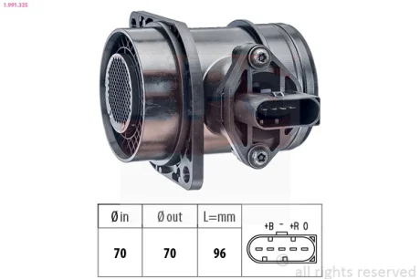 Витратомір повітря Skoda Octavia/VW Bora/Golf IV 1.9TDI 97-06 1.991.325 EPS 1-991-325