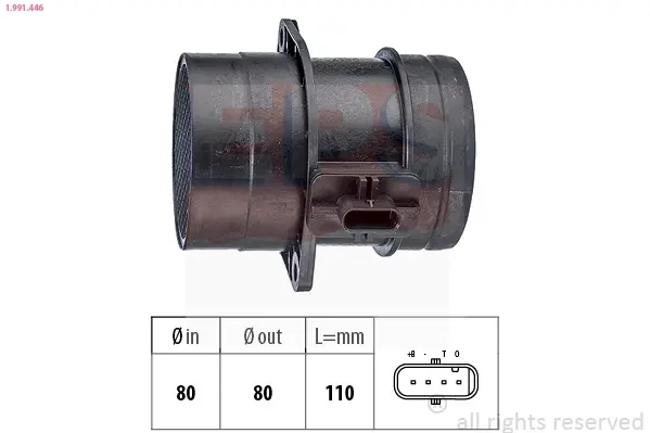 Витратомір повітря VW T5 2.0TDI/Caddy 2.0TDI/Crafter 2.0TDI 10- 1.991.446 EPS 1-991-446 (фото 1)