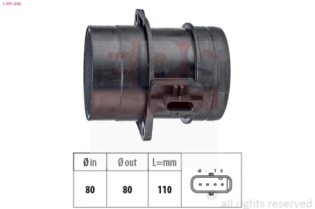 Витратомір повітря VW T5 2.0TDI/Caddy 2.0TDI/Crafter 2.0TDI 10- 1.991.446 EPS 1-991-446