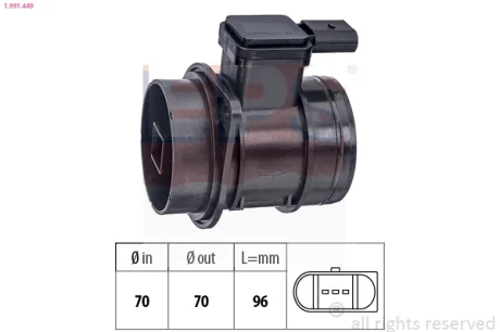 Витратомір повітря VW Caddy III/IV 1.6TDI 10- 1.991.449 EPS 1-991-449
