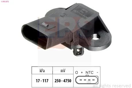 Датчик тиску наддува VW Caddy II/III 1.4/1.6i 96- 1.993.072 EPS 1-993-072