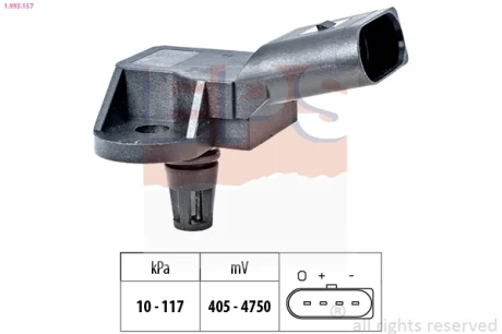 Датчик тиску наддуву VW Caddy III 1.4 04-12/T5 2.0 TDi 09- 1.993.157 EPS 1-993-157