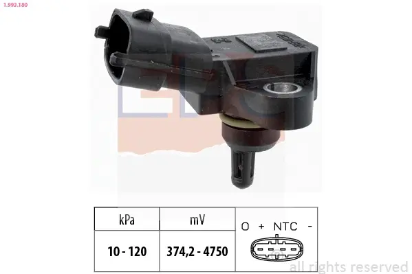 Датчик тиску в впускному колекторі Hyundau Santa Fe/Tucson/Kia Sportage 2.4-3.0 10-22 1.993.180 EPS 1-993-180 (фото 1)