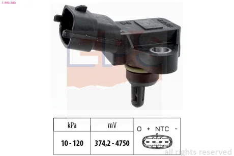 Датчик тиску в впускному колекторі Hyundau Santa Fe/Tucson/Kia Sportage 2.4-3.0 10-22 1.993.180 EPS 1-993-180