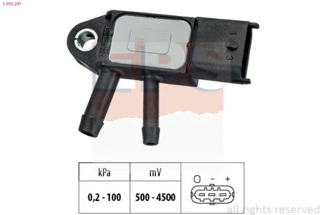 Датчик тиску вихлопних газів Volvo C30/C70/S40/S60/S80/V40/V50/V70/XC60/XC70 06-18 1.993.291 EPS 1-993-291