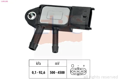 Датчик тиску вихлопних газів Fiat Doblo 1.3/1.6/2.0D Multijet/Ducato 2.3/3.0D Multijet 10- 1.993.292 EPS 1-993-292