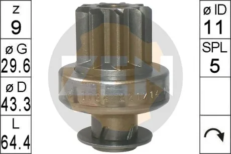 Бендікс стартера HONDA ACCORD, CIVIC, CR-V, FR-V (вир-во) ERA ZN1734