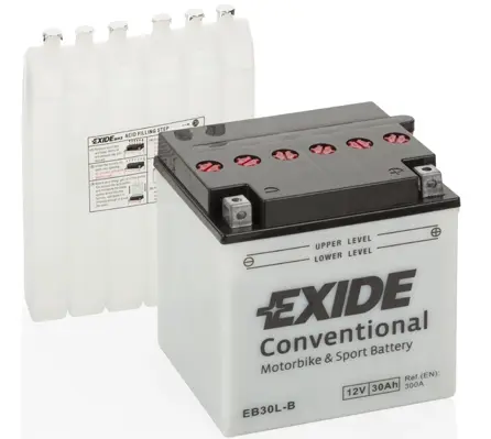 Акумуляторна батарея 30Ah/300A (165x130x175/+R/B0) (мото) (сухозаряджений) EXIDE EB30L-B (фото 1)