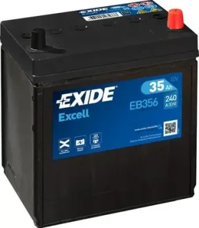 Акумуляторна батарея 35Ah/240A (187x127x220/+R/B00/B1) Excell Азія EXIDE EB356